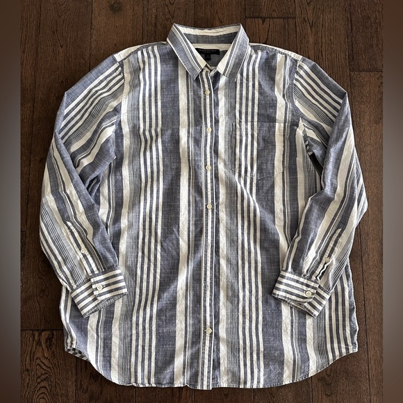Banana Republic Navy and White Striped Shirt - Picture 1 of 7